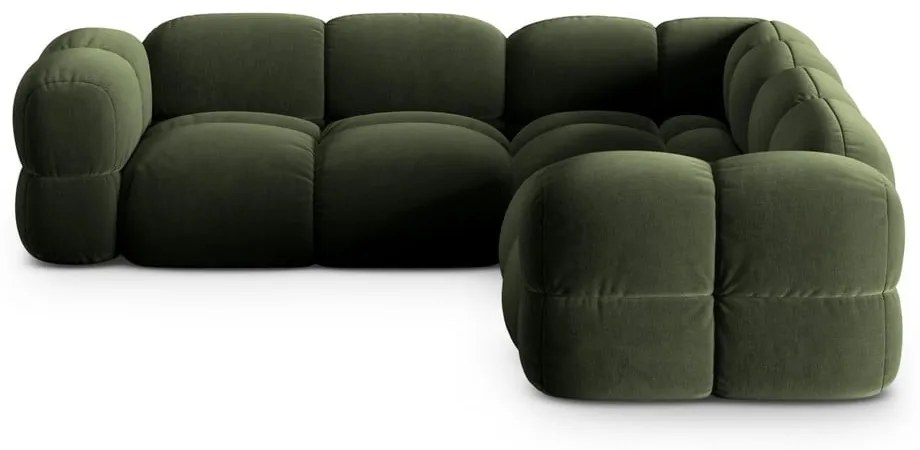 Zelená zamatová rohová pohovka Loretto – Cosmopolitan Design