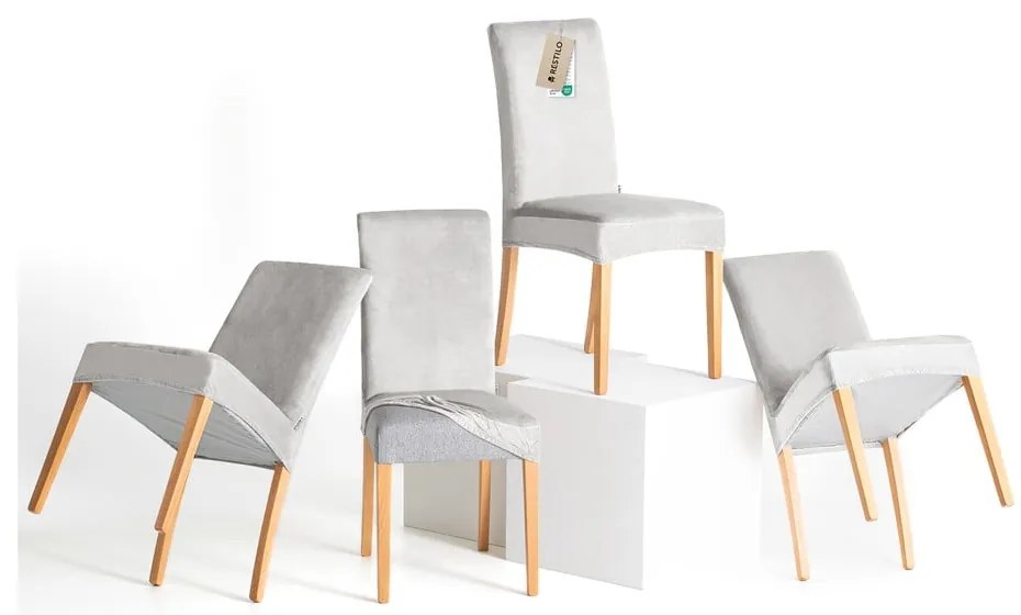 Svetlosivé napínacie poťahy v súprave 4 ks na stoličku 48 cm Sento – Restilo