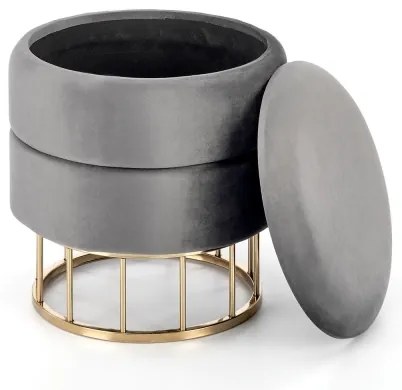 Taburet MINTY pr. 37 cm šedá/zlatá