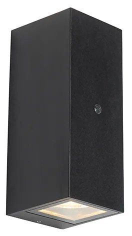 Nástenná lampa čierna 2-svetlo IP44 so senzorom súmraku - Baleno II