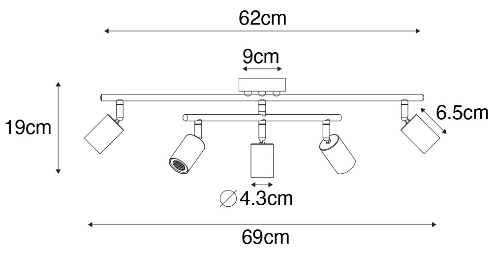 Moderné bodové svetlo čierne 5-žiarovkové - Facil