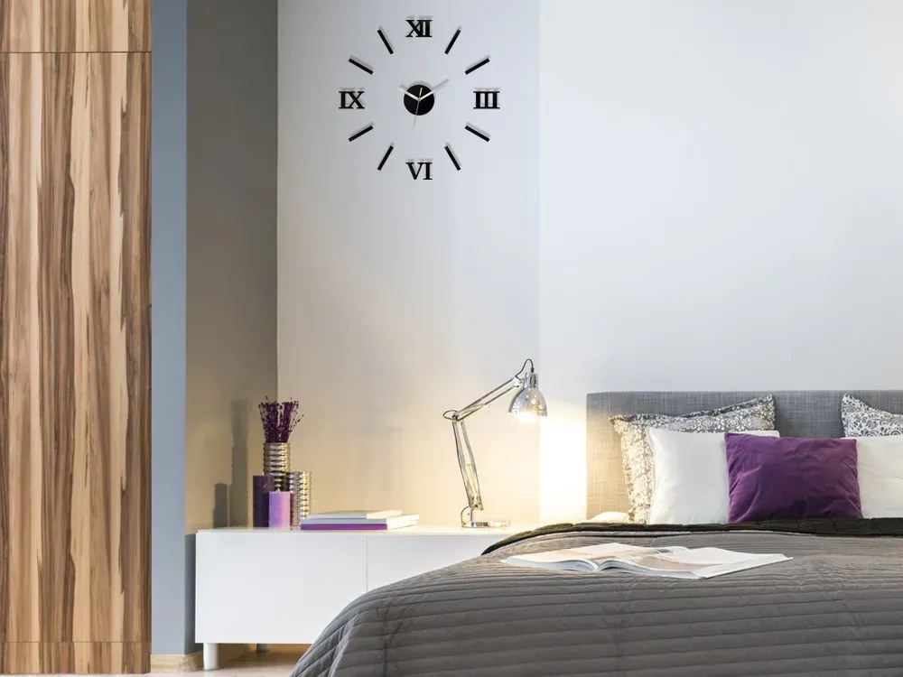 Nástěnné samolepící hodiny Numero 49 cm černé