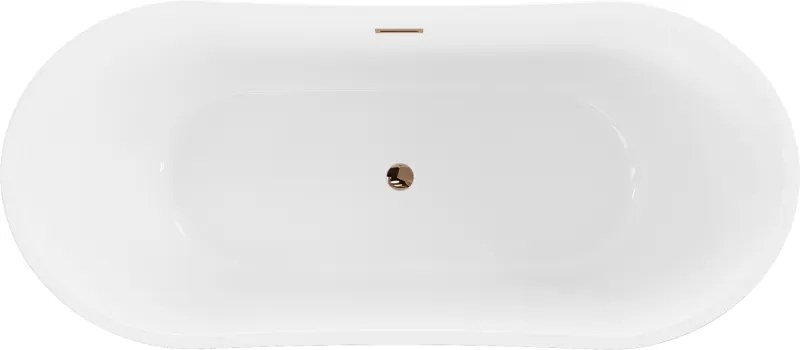 Mexen Montana, voľne stojaca vaňa 170 x 80 cm, biela-čierna, ružové zlato prepad, 52011708075-60