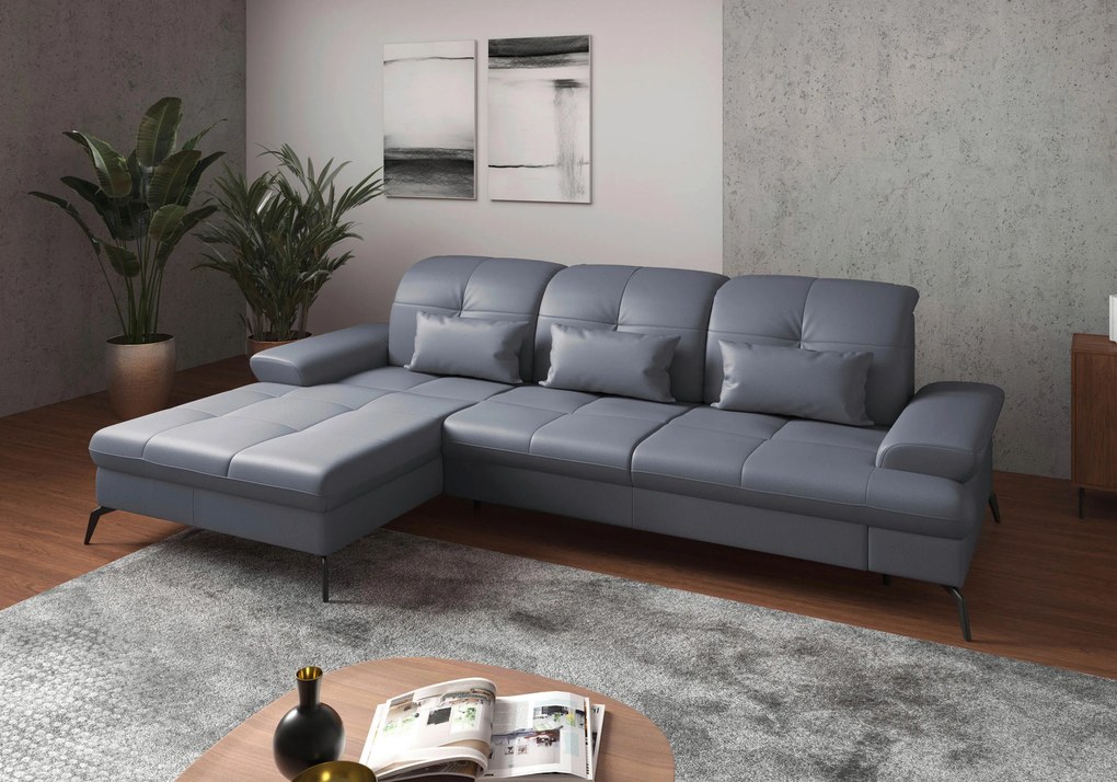 XXXLutz ROHOVÁ SEDAČKA, textil, koža, sivomodrá Sit & More - Sedačky - 000144011760
