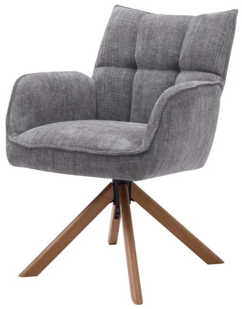 Otočné kreslo Marilla, drevené nohy, sivé (53240003)