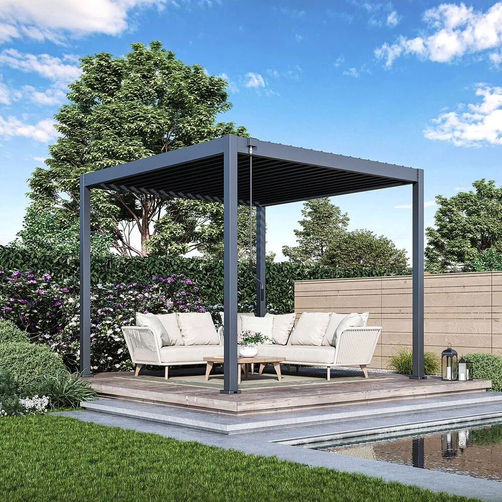 Bioklimatická pergola ECO 3x3 m, oceľ - voľne stojaca