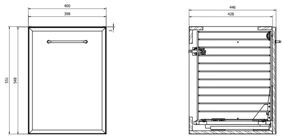 Cersanit S1022-012 -Závesná kúpeľňová skrinka s košom na bielizeň MILLE 40x45 cm čierna