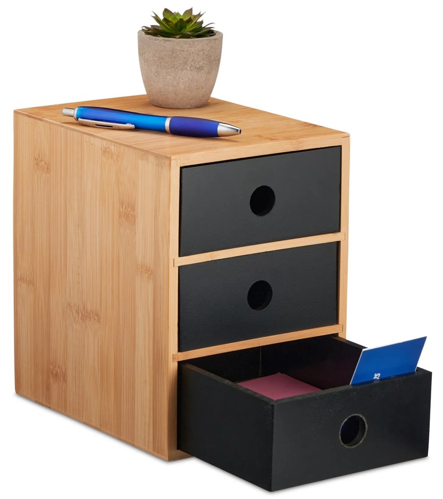 Organizér na písacie potreby s 3 zásuvkami RD48006, čierny