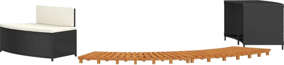 vidaXL Rám k vírivke, čierny, polyratan a akáciový masív