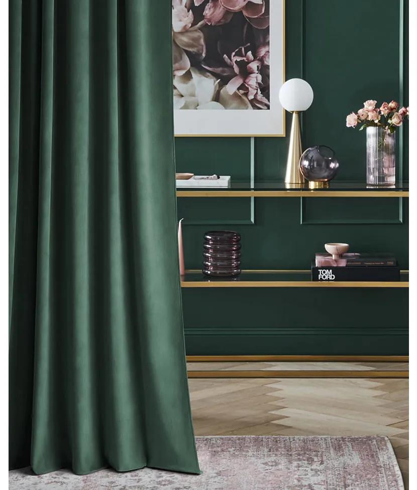 Room99 Hotový záves na krúžkoch CHARMY Jednofarebný Velúrový Zatemňovací Farba: Zelená/Strieborná, Veľkosť: 140 x 250 cm