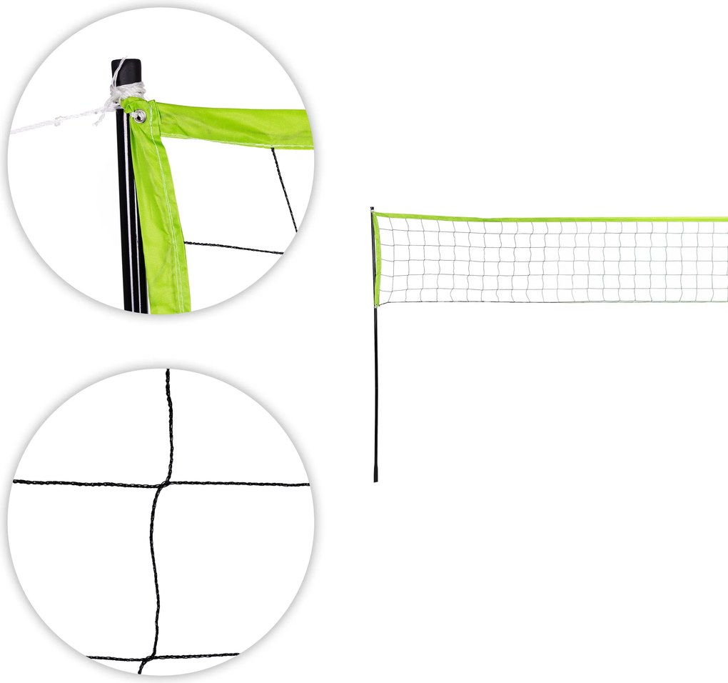 MOVEPRO Sieť na volejbal a bedminton 600×242 cm – skladací kovový rám, set s loptou a pumpou