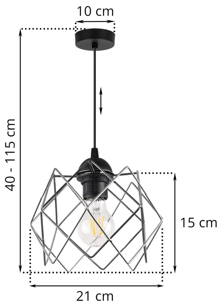 Závesné svietidlo Stella, 1x chrómové drôtené tienidlo
