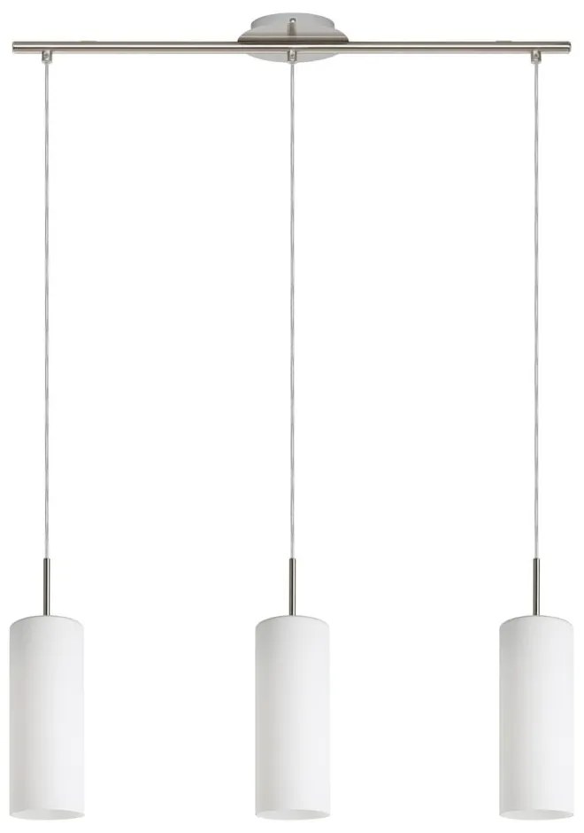 Závesné svietidlo v bielo-striebornej farbe so skleneným tienidlom TROY 3 – EGLO