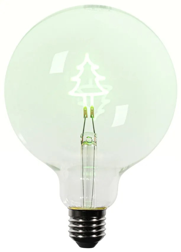 Vianočná LED žiarovka E27 s vianočným stromčekom vo vlákne G125 číra 1,8W 100 lm
