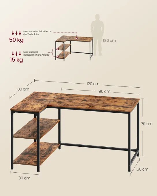 Rohový pracovný stôl LWD136KD01
