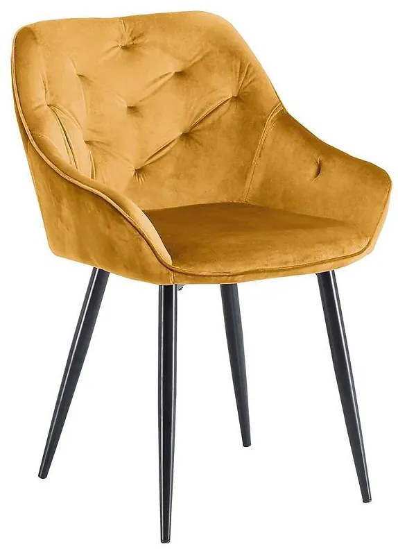 Stolička K487 velvet/kov horčicová 56x65x81