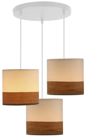 Luster na lanku BIANCO 3xE27/40W/230V biela/hnedá