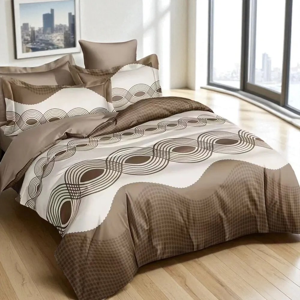 Bavlnené obliečky Homa REZOR BROWN 7-dielna sada 140x200 cm