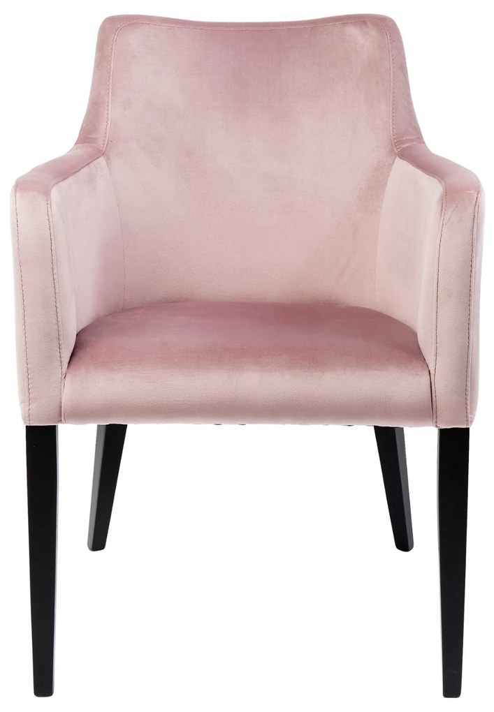 Mode stolička s podrúčkami ružovo fialový zamat / čierne nohy