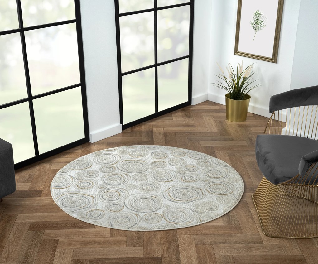 My Flair, Kusový koberec My Style CA60050 creme kruh, 120x120 (priemer) kruh, béžová, chodba / predsieň