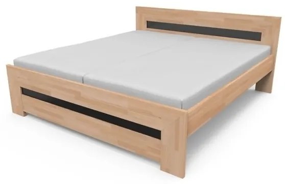 TEXPOL Manželská masívna posteľ SALMA so skleneným čelom Veľkosť: 200 x 200 cm, Materiál: BUK morenie mahagón
