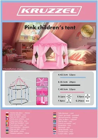 KRUZZEL Detský stanový palác - Ružový