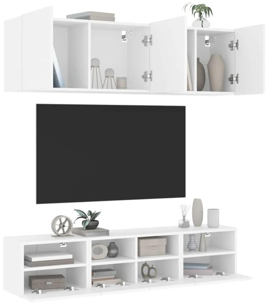 5-dielne TV nástenné skrinky biele kompozitné drevo 3216511