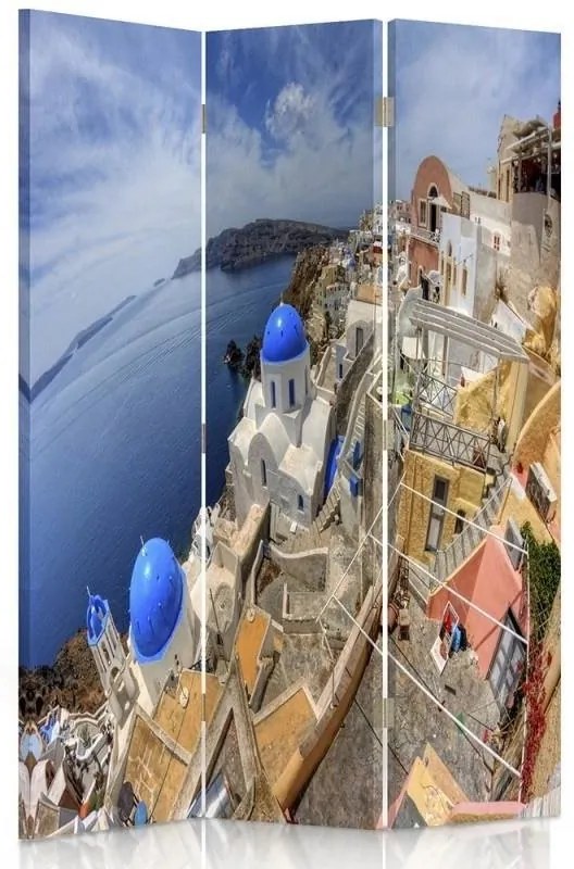 Ozdobný paraván Santorini - 110x170 cm, trojdielny, obojstranný paraván 360°