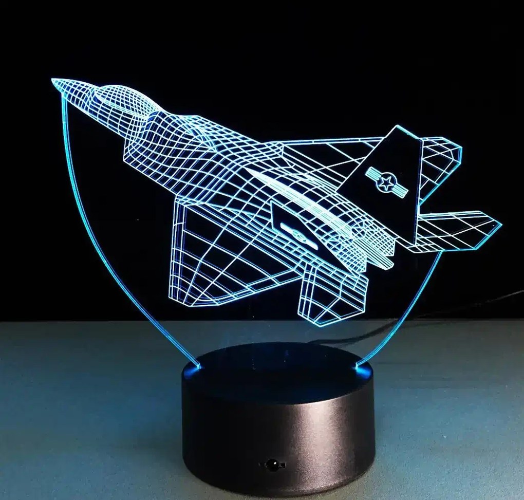 3Dmix 3DL-CLK011 – 3D LED nočná lampa- Stíhačka (Hodiny s budíkom)