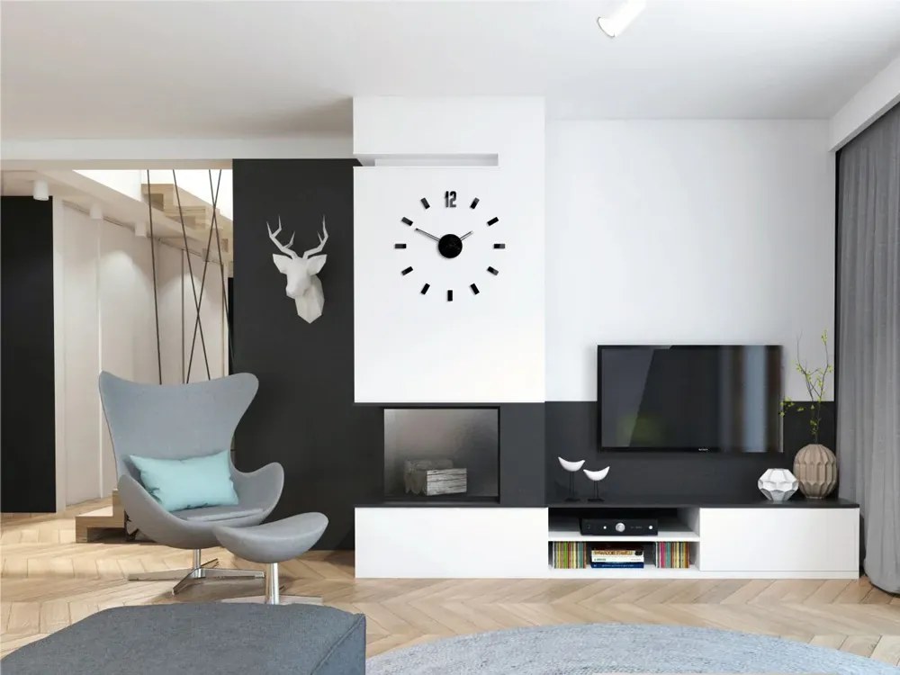3D nalepovacie hodiny Point čierne