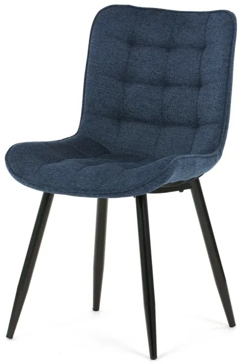Židle jídelní, modrá látka, černé kovové nohy
