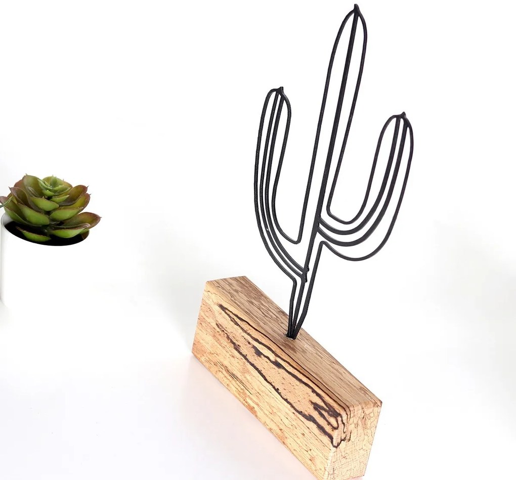 Kovová dekorácia Cactus Mini 24 cm čierna