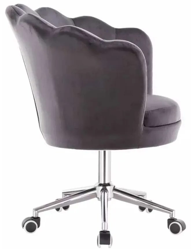 LuxuryForm DESIGN Kreslo FREY VELUR na striebornej podstave s kolieskami - tmavo šedé