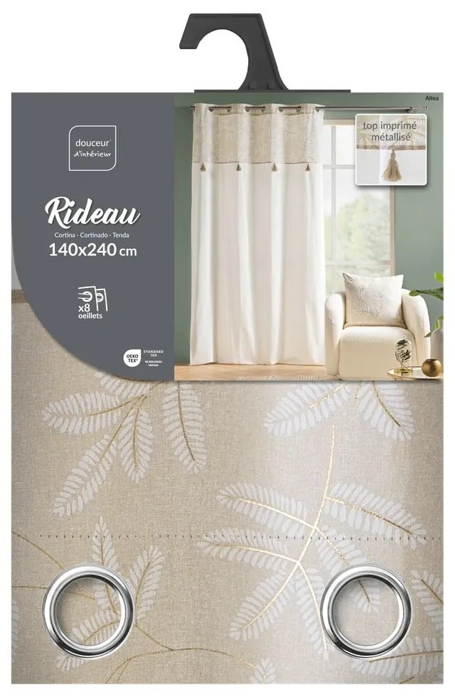 Biely/béžový záves s prímesou bavlny 140x240 cm Altea – douceur d'intérieur