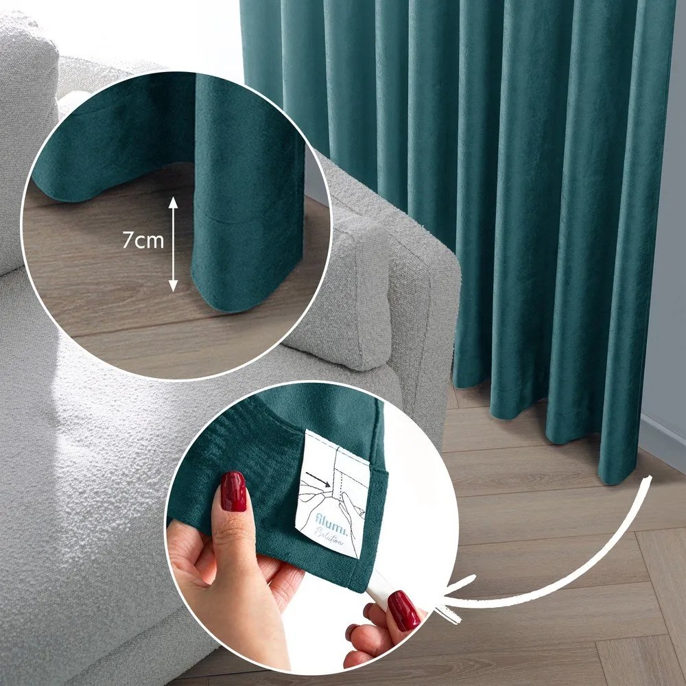 Zamatový dimout záves v petrolejovej farbe 200x300 cm Velto – Filumi