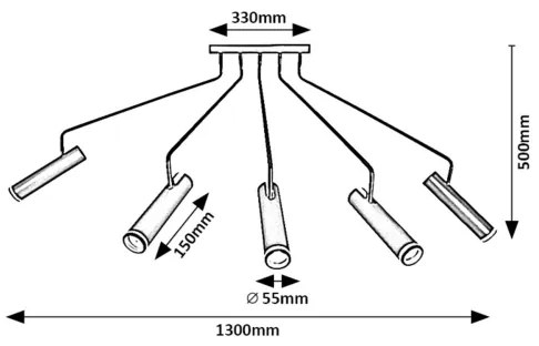 Rabalux 73040 - Prisadený luster SENOBIA 5xGU10/35W/230V