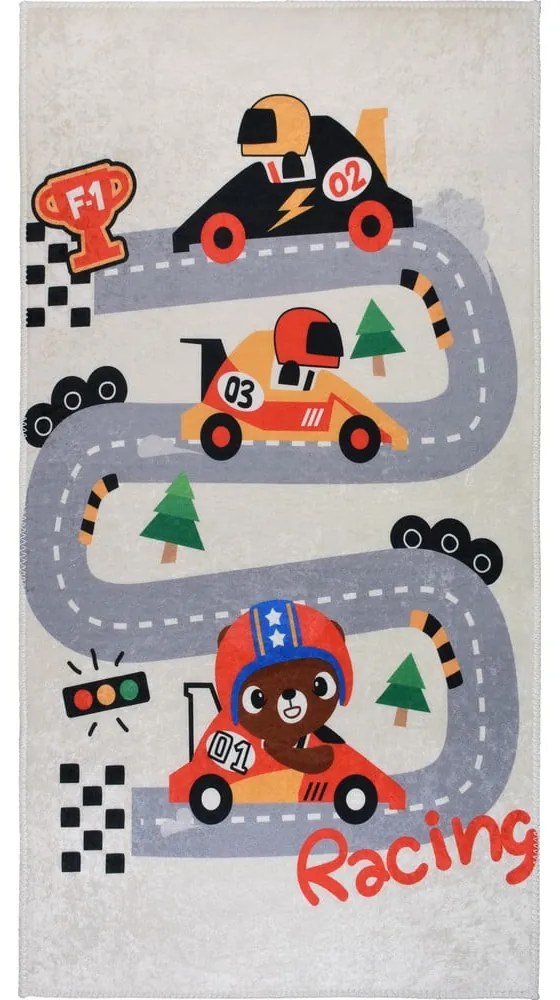 Slonovinový prateľný detský hrací koberec 160x230 cm Race Time – Vitaus
