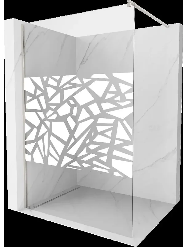 Mexen Kioto sprchová stena Walk-in 120 x 200 cm, biely vzor 8 mm, nerezová oceľ - 800-120-101-97-85