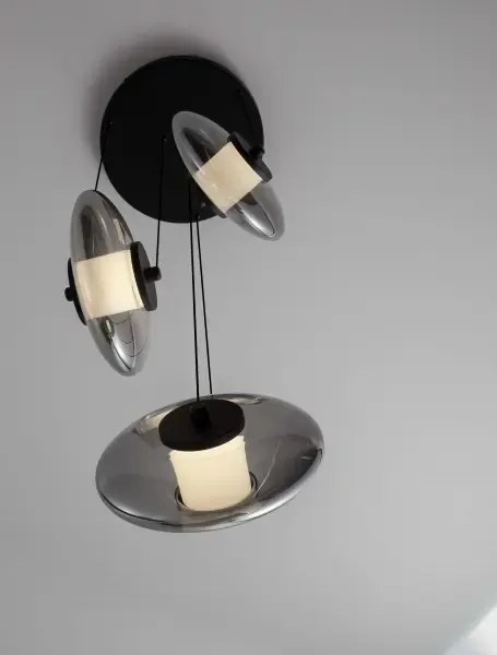 LED stmievateľný čierno-šedý moderný luster Skia 3