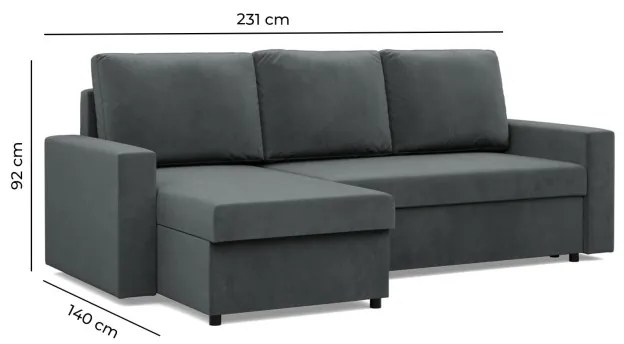 Rohová rozkladacia sedačka NEO Kronos svetlosivá