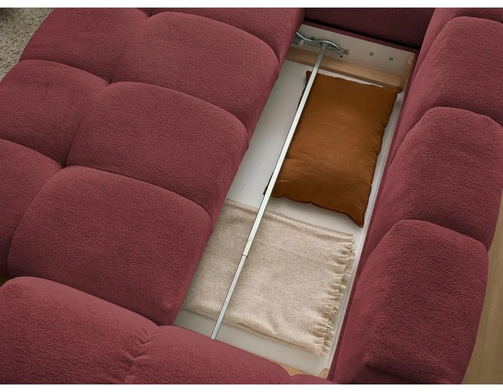 Vínovočervená ženilková rozkladacia/s úložným priestorom rohová pohovka (ľavý roh/do L) Everest – Bobochic Paris