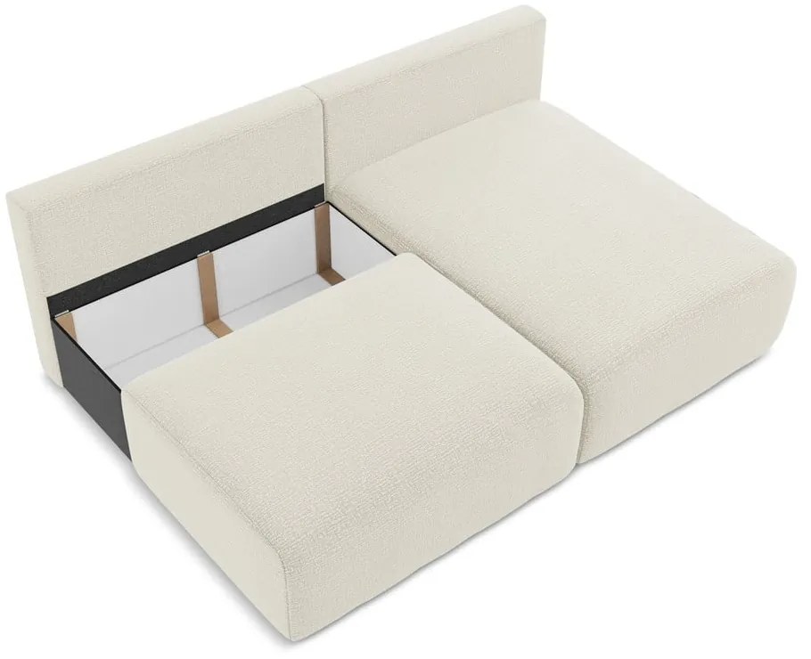 Krémovobiela rozkladacia/s úložným priestorom rohová pohovka (pravý roh) Kalena – Makamii