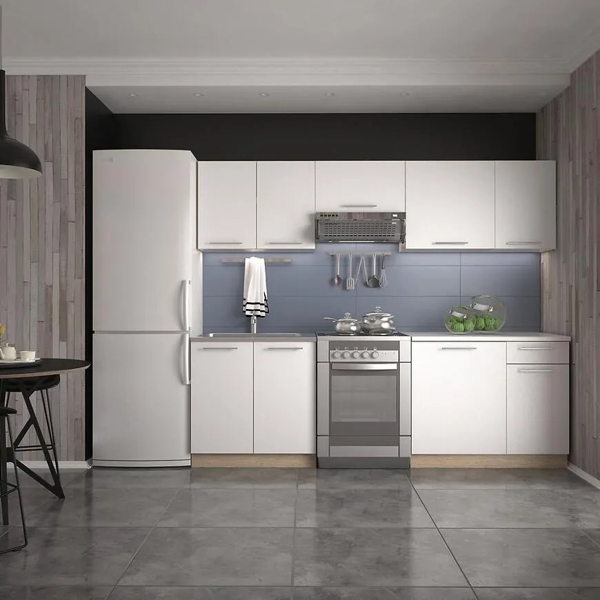 Kuchynská linka Daria 240 zb 28mm biely mat/kor sonoma