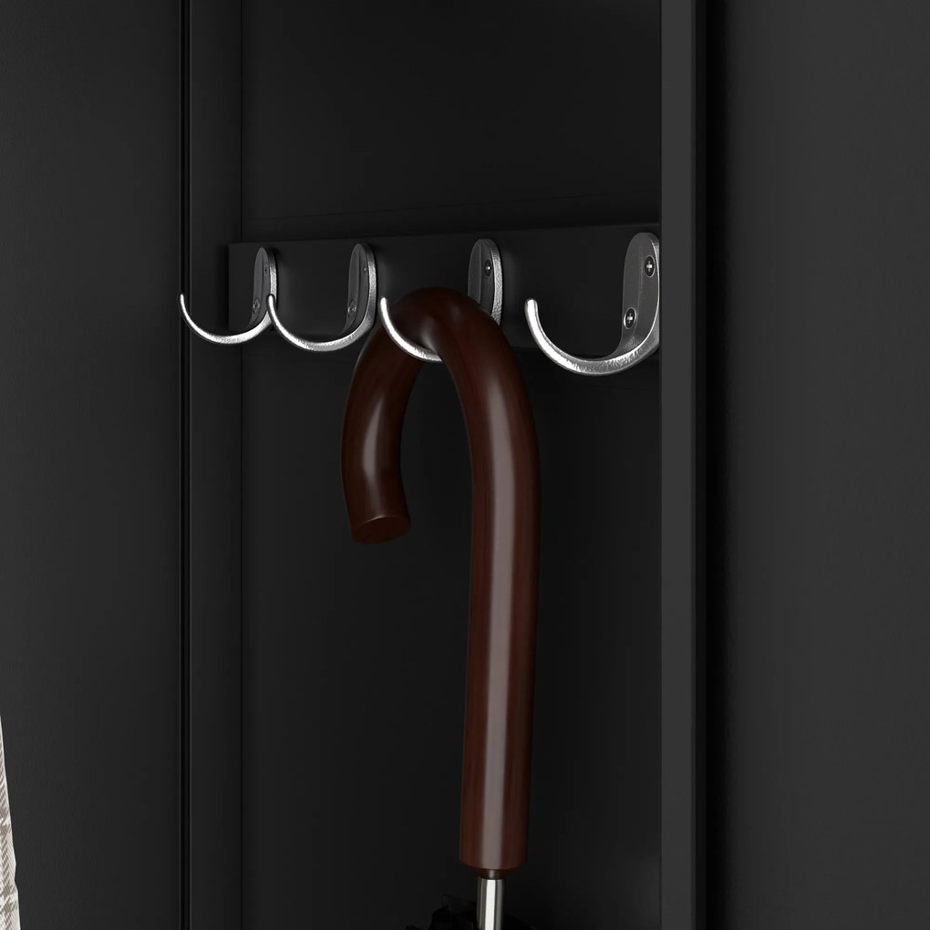 Kovová šatňová štvormodulová skriňa na sokli s policou KACPER II, 600 x 1800 x 500 mm, čierna