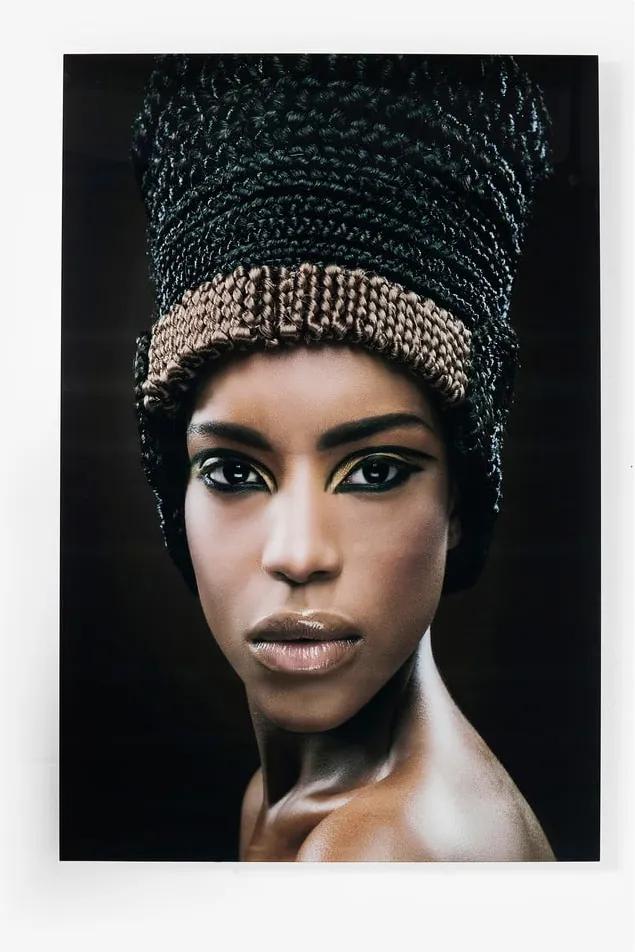 Zasklený obraz Kare Design Royal Headdress Face, 100 × 150 cm