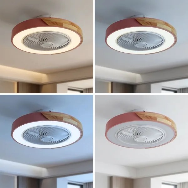 Brilagi - LED stmievateľné svietidlo s ventilátorom LED/38W/230V 50 cm ružová/dub + diaľkové ovládanie