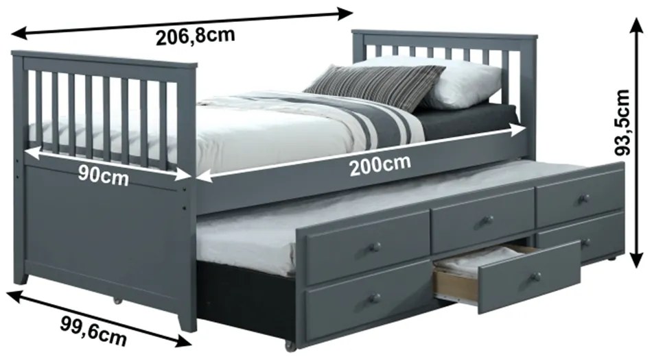 Jednolôžková posteľ 90 cm Ahlan (sivá) (s roštom). Akcia -12%. Vlastná spoľahlivá doprava až k Vám domov. 1002459