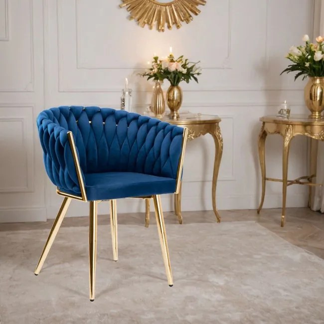 Jedálenská stolička COFTON zamatová, zlatá / granátová