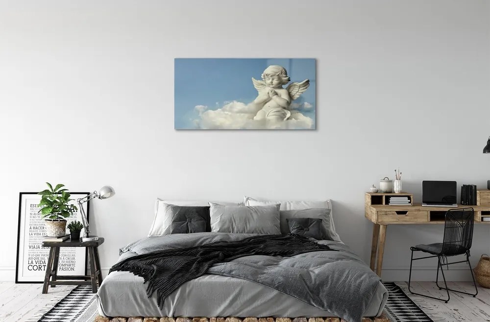 Sklenený obraz Anjel neba mraky 140x70 cm