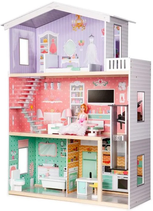 Drevený domček pre bábiky s výťahom - Ecotoys